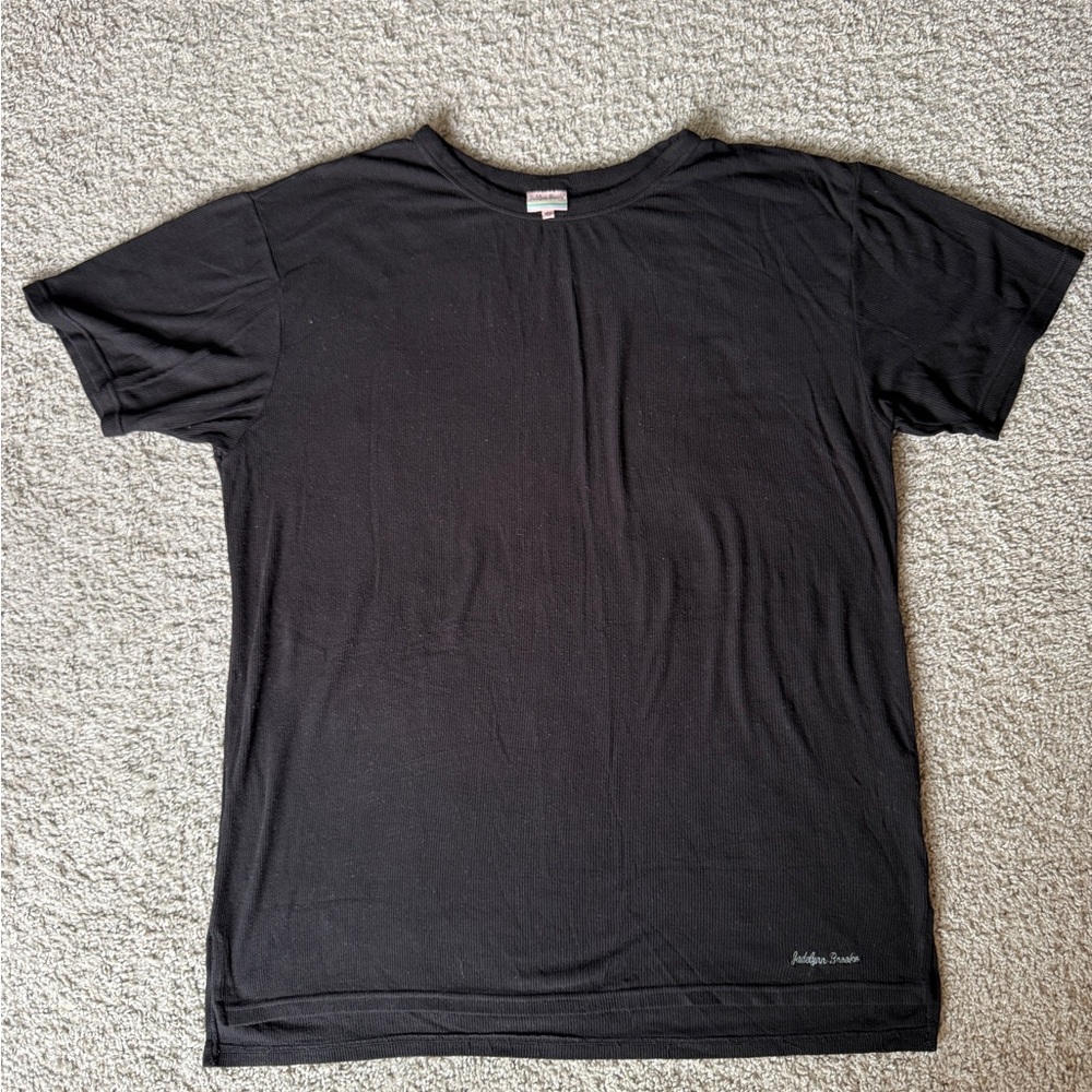 Black, Oversized, Ribbed Athletic Tee